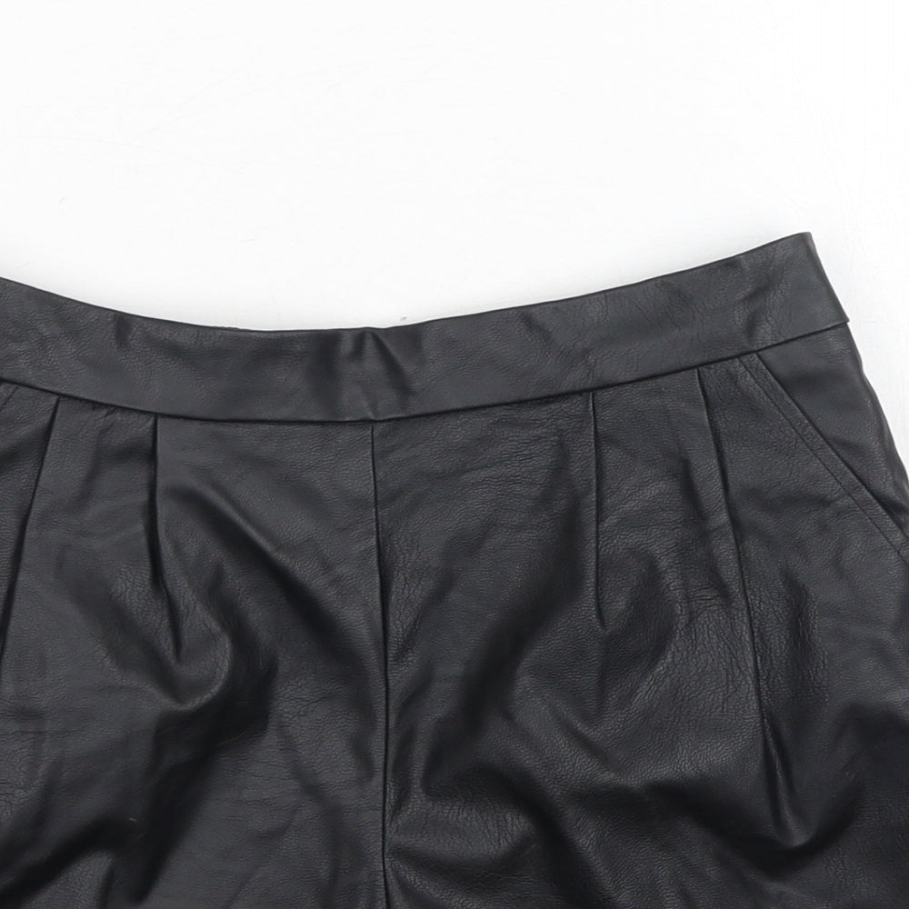 F&F Girls Black Polyurethane Hot Pants Shorts Size 10-11 Years Regular