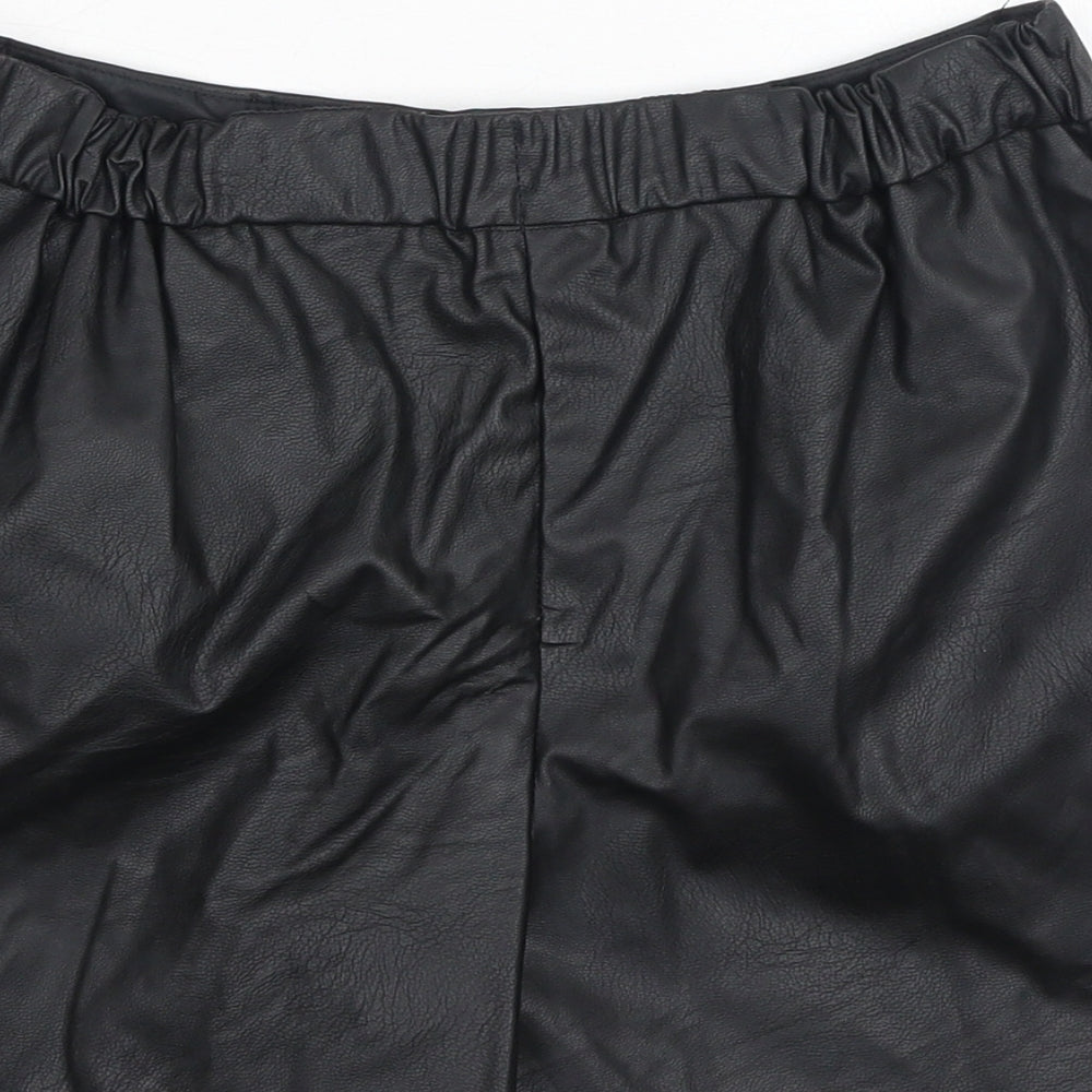 F&F Girls Black Polyurethane Hot Pants Shorts Size 10-11 Years Regular