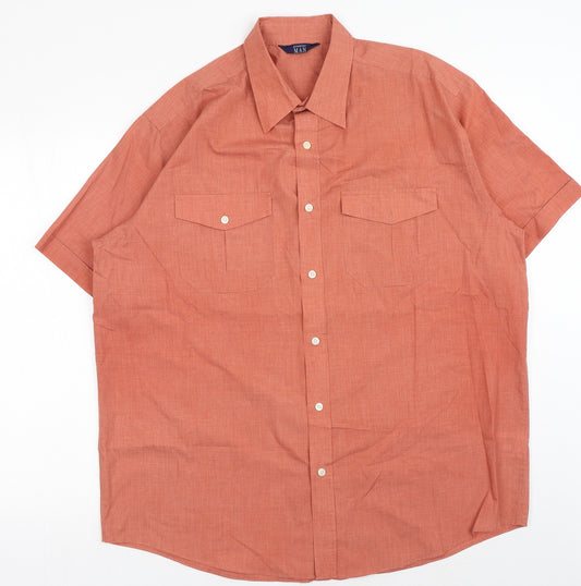 Premier Mens Orange Polyester Button-Up Size L Collared Button