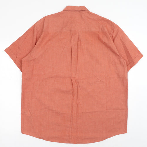 Premier Mens Orange Polyester Button-Up Size L Collared Button