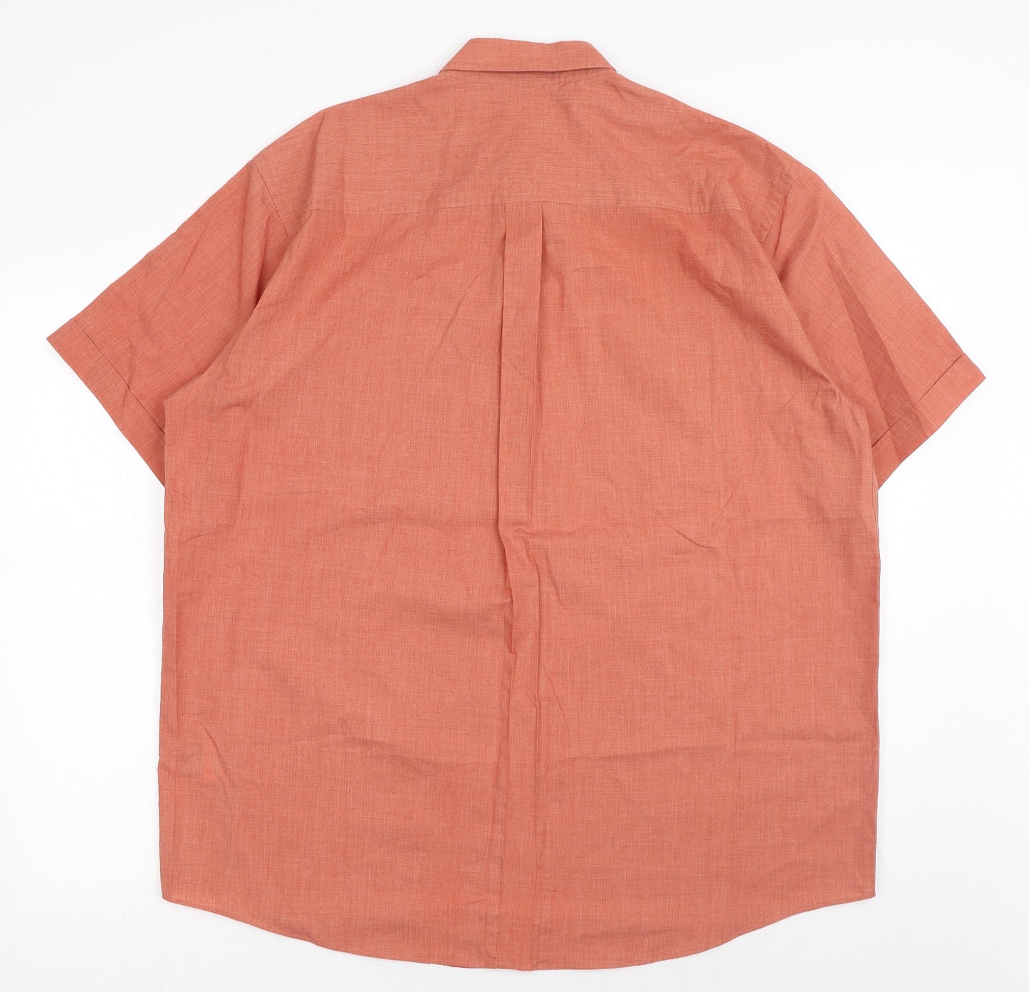 Premier Mens Orange Polyester Button-Up Size L Collared Button