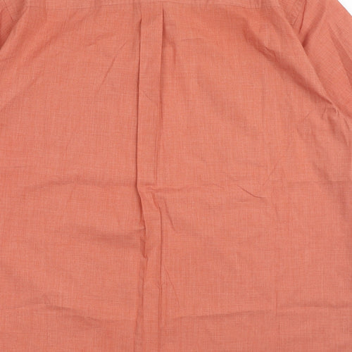 Premier Mens Orange Polyester Button-Up Size L Collared Button