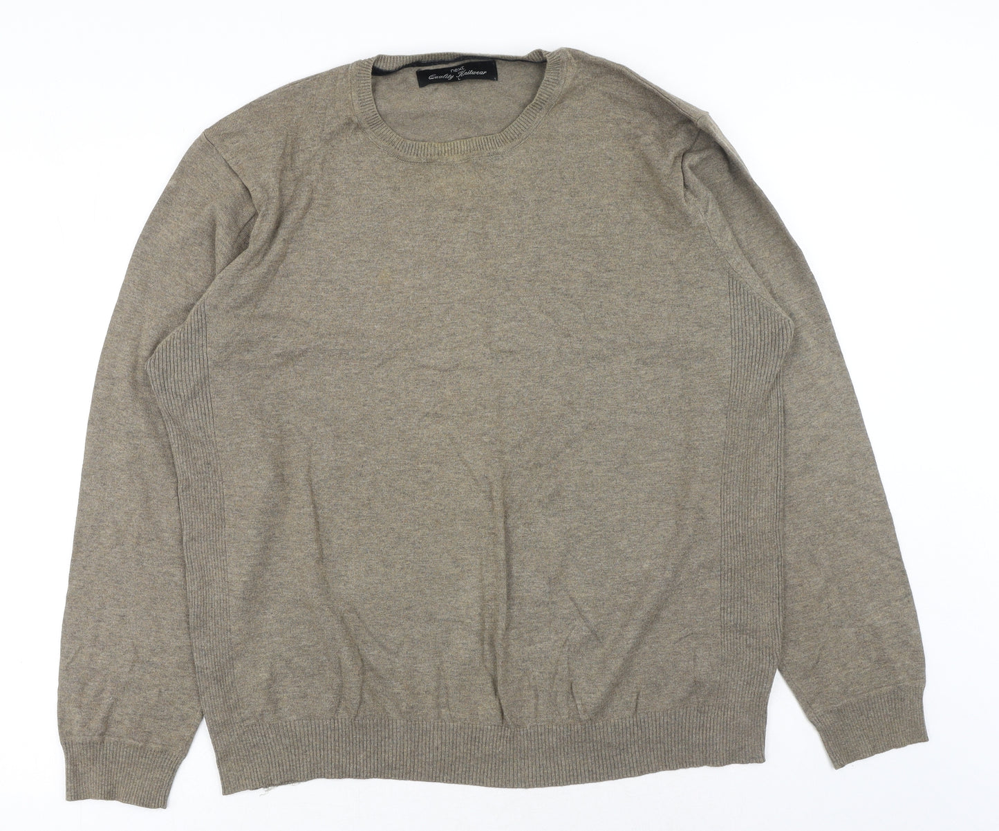 NEXT Mens Green Round Neck Cotton Pullover Jumper Size L