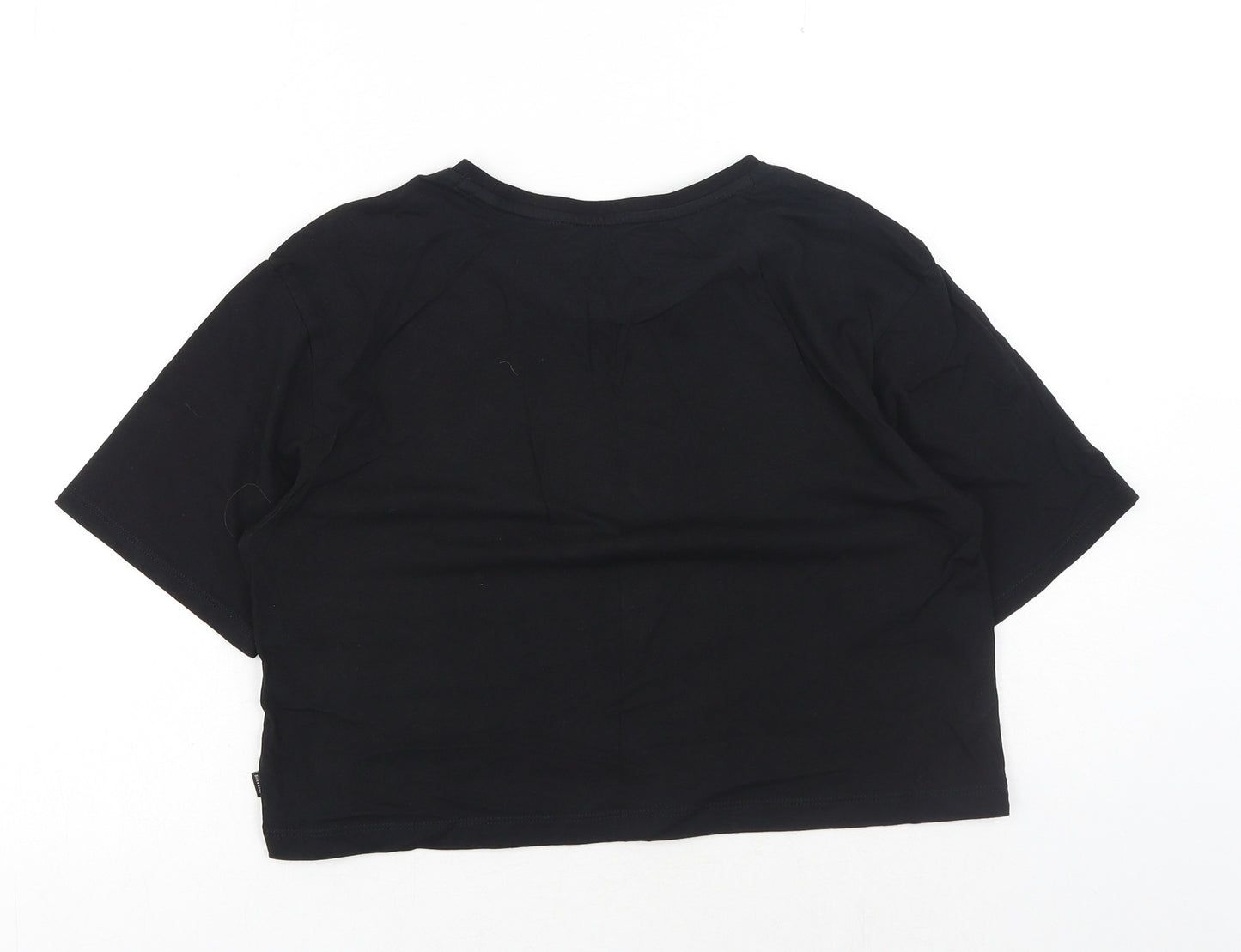 PUMA Womens Black Polyester Cropped T-Shirt Size 10 Round Neck