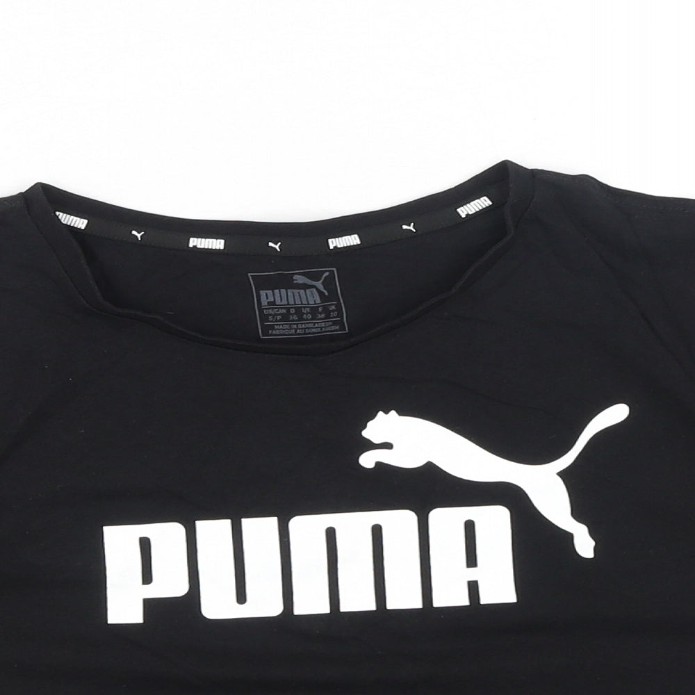 PUMA Womens Black Polyester Cropped T-Shirt Size 10 Round Neck