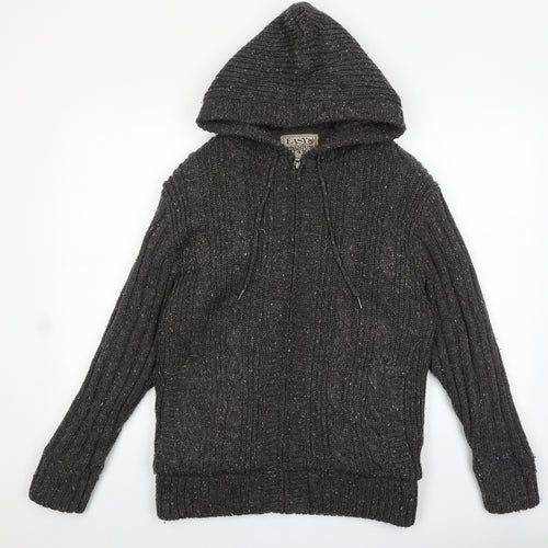 Easy premium clothing Mens Grey Acrylic Full Zip Hoodie Size S