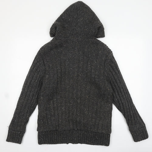 Easy premium clothing Mens Grey Acrylic Full Zip Hoodie Size S