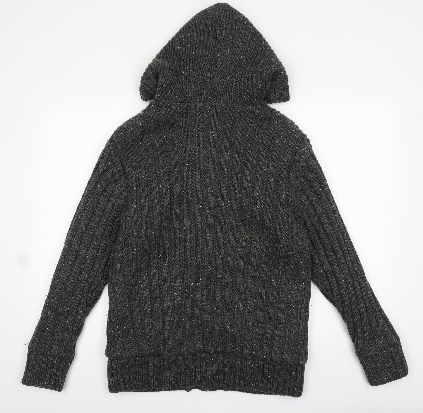 Easy premium clothing Mens Grey Acrylic Full Zip Hoodie Size S