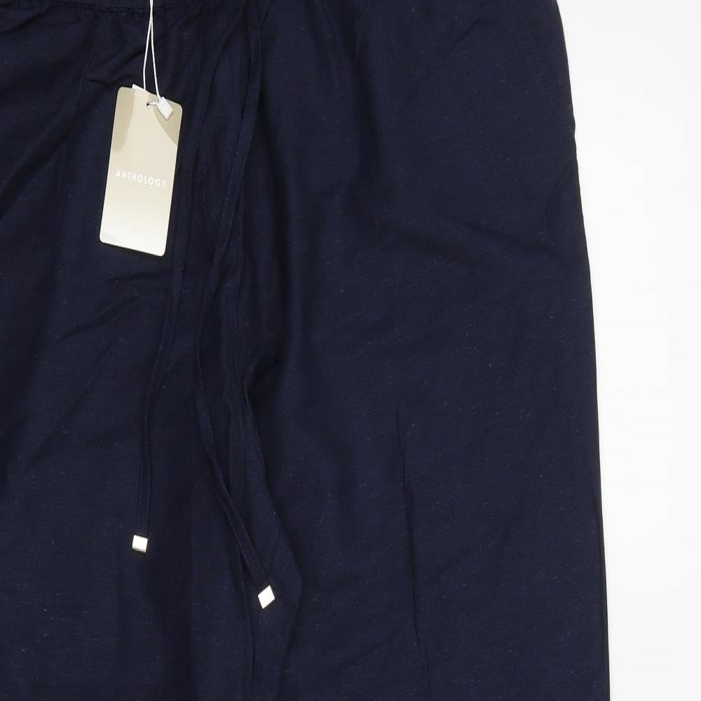 Anthology Womens Blue Viscose Trousers Size 18 L31 in Regular Tie