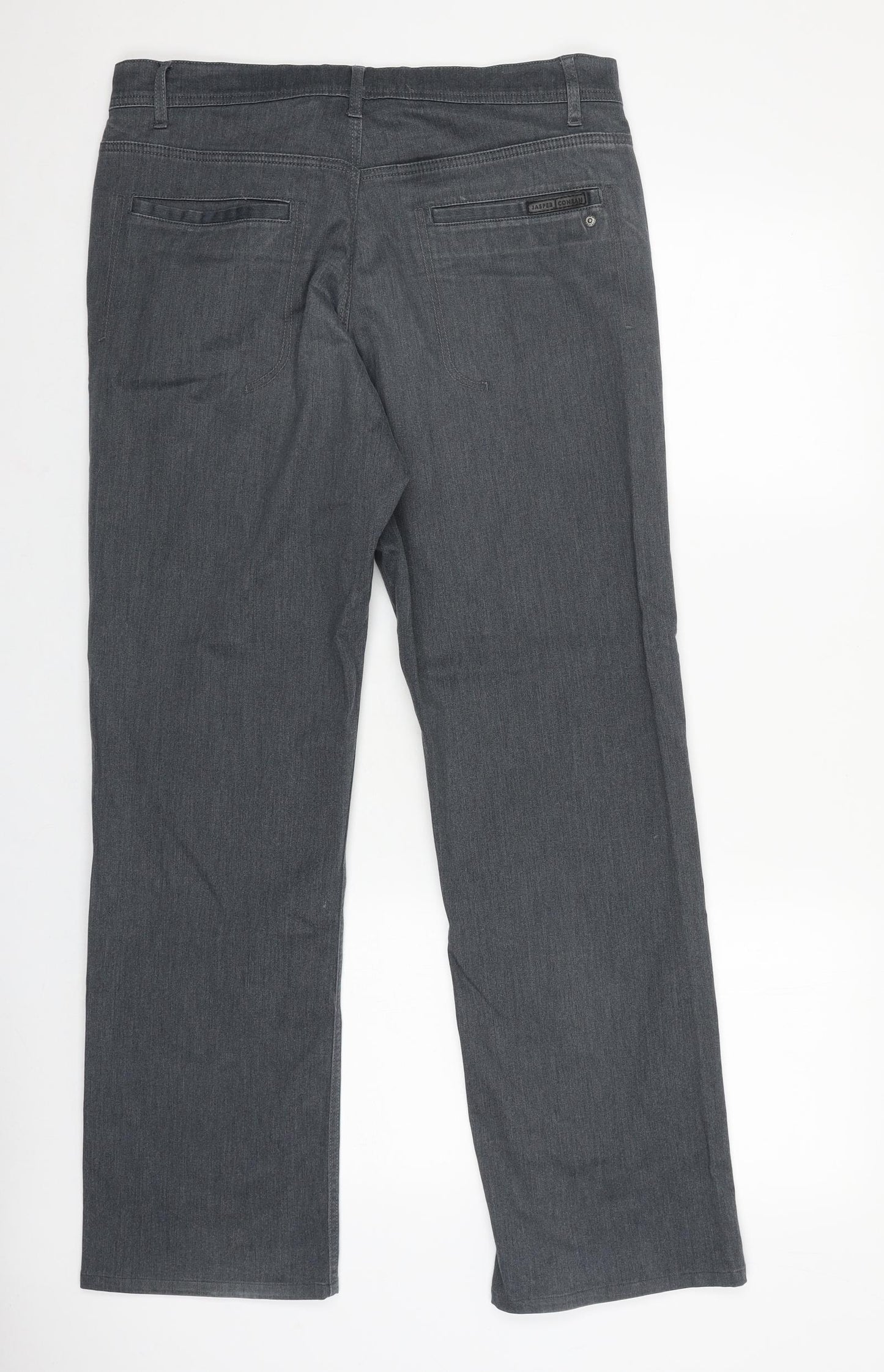 Debenhams Mens Grey Cotton Straight Jeans Size 34 in L30 in Regular Zip