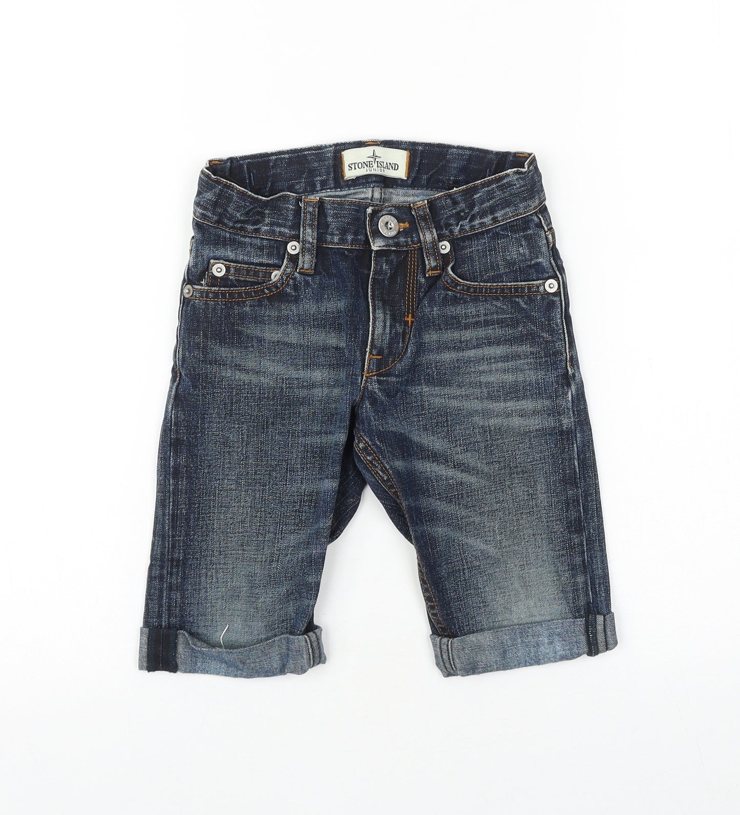 Stone Island Boys Blue 100% Cotton Bermuda Shorts Size 2 Years Regular Zip