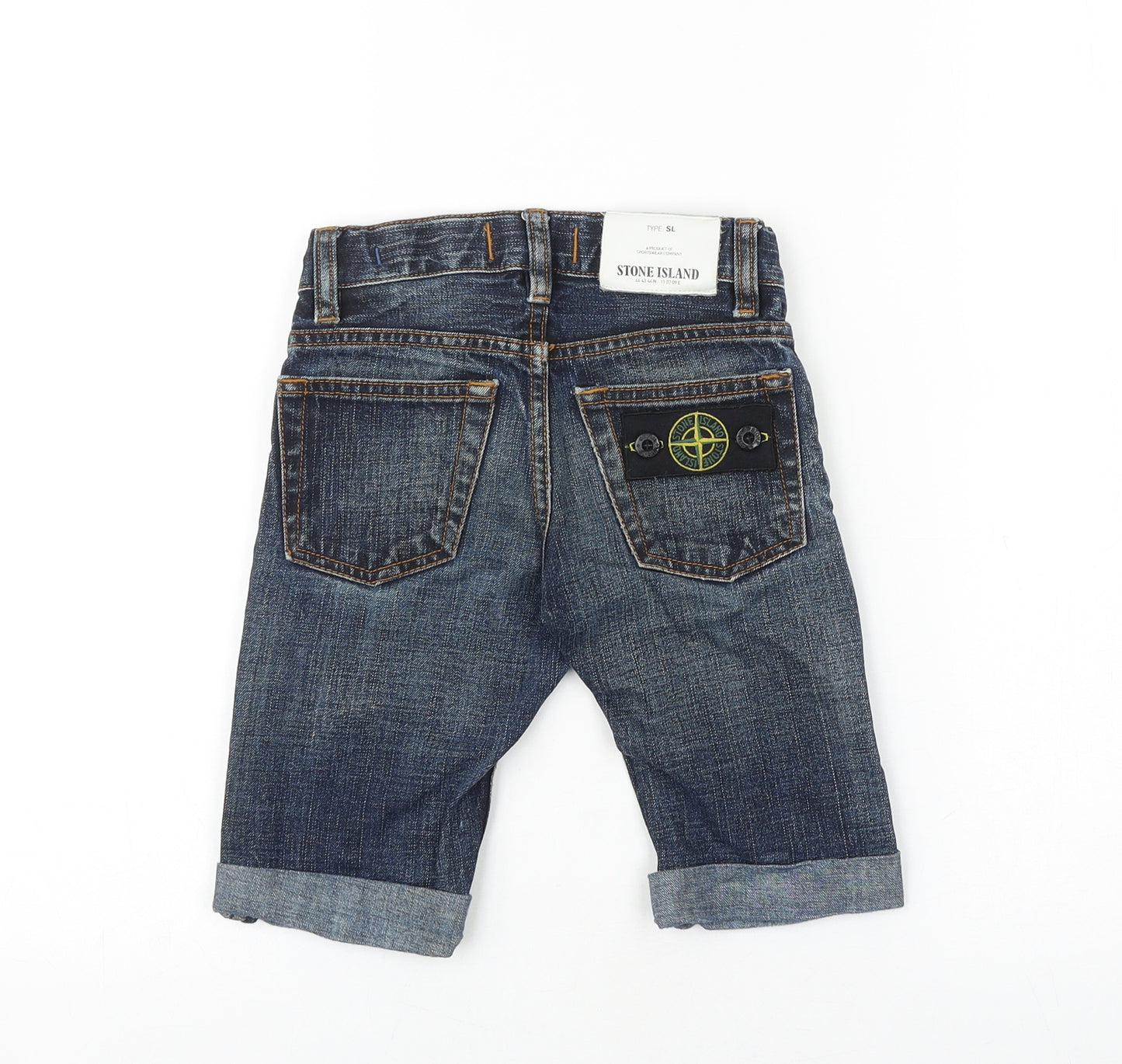 Stone Island Boys Blue 100% Cotton Bermuda Shorts Size 2 Years Regular Zip