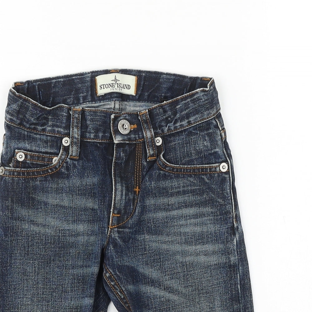 Stone Island Boys Blue 100% Cotton Bermuda Shorts Size 2 Years Regular Zip