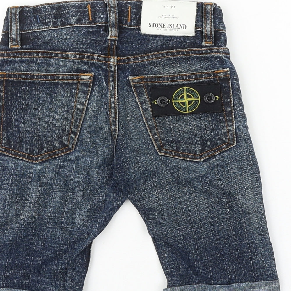 Stone Island Boys Blue 100% Cotton Bermuda Shorts Size 2 Years Regular Zip