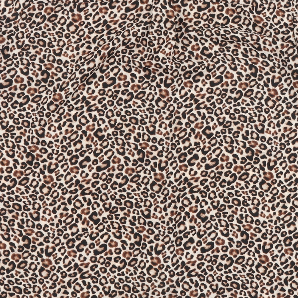 Primark Womens Brown Animal Print Polyester Basic Button-Up Size 16 Collared - Leopard Print