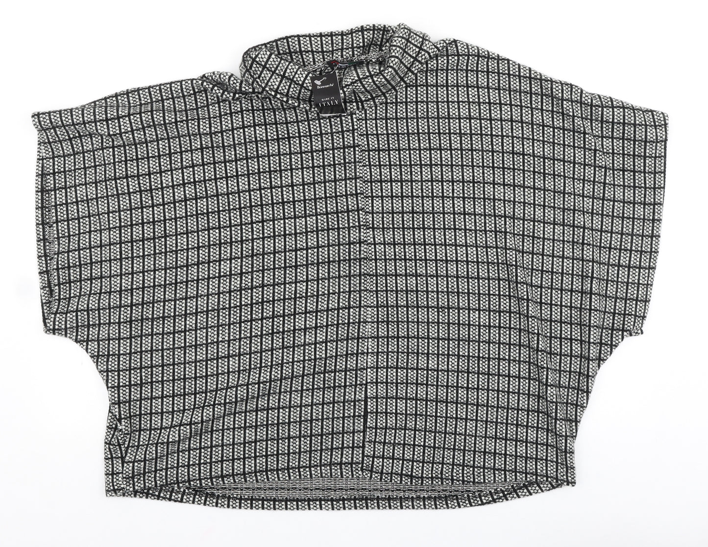 Bonmarché Womens Black Roll Neck Geometric Cotton Pullover Jumper Size S