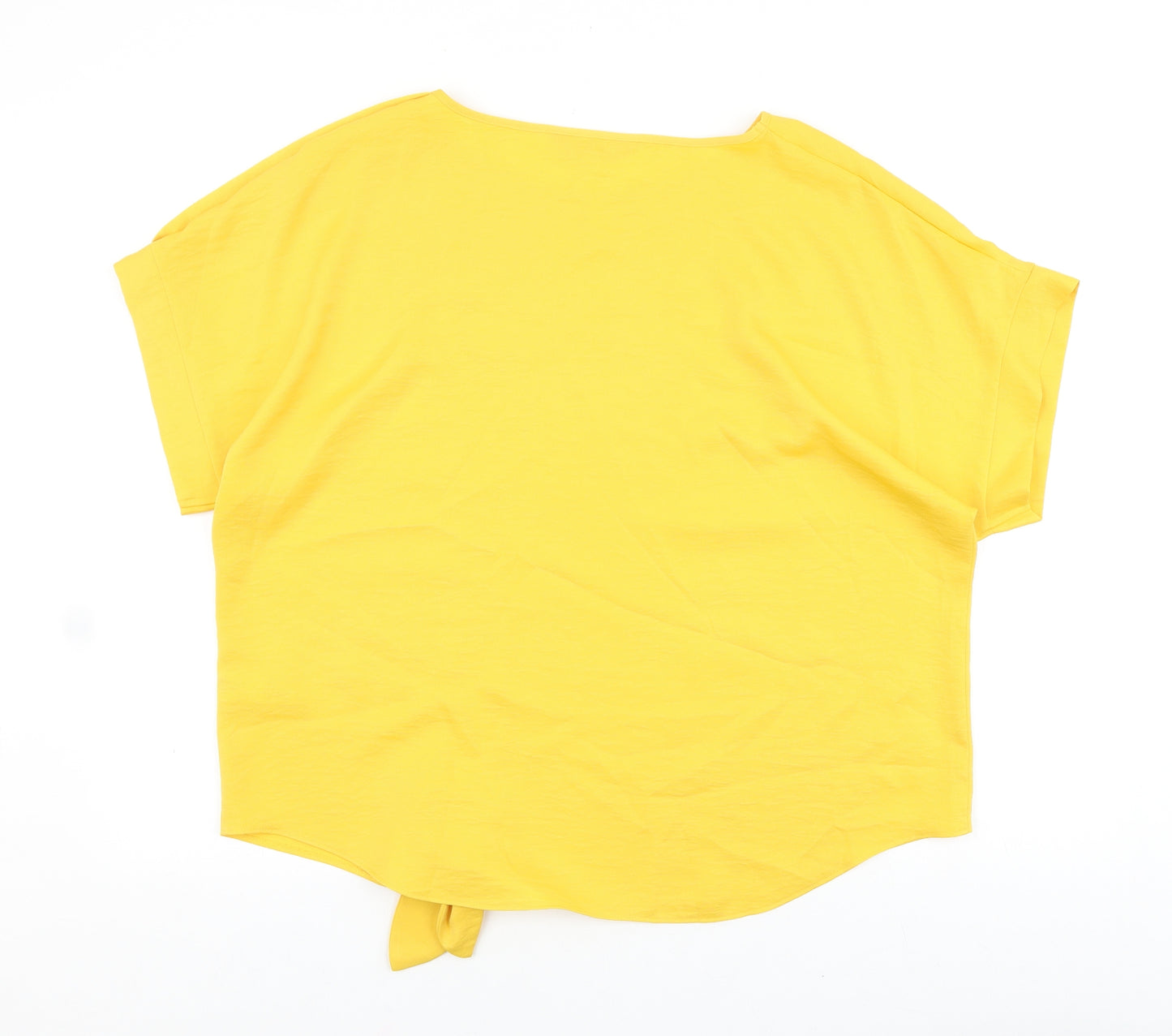 F&F Womens Yellow Polyester Basic Blouse Size 16 Round Neck