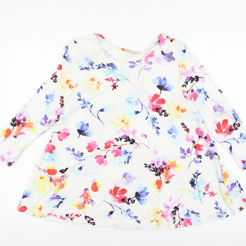 Phase Eight Womens White Floral Viscose Basic Blouse Size 10 Round Neck