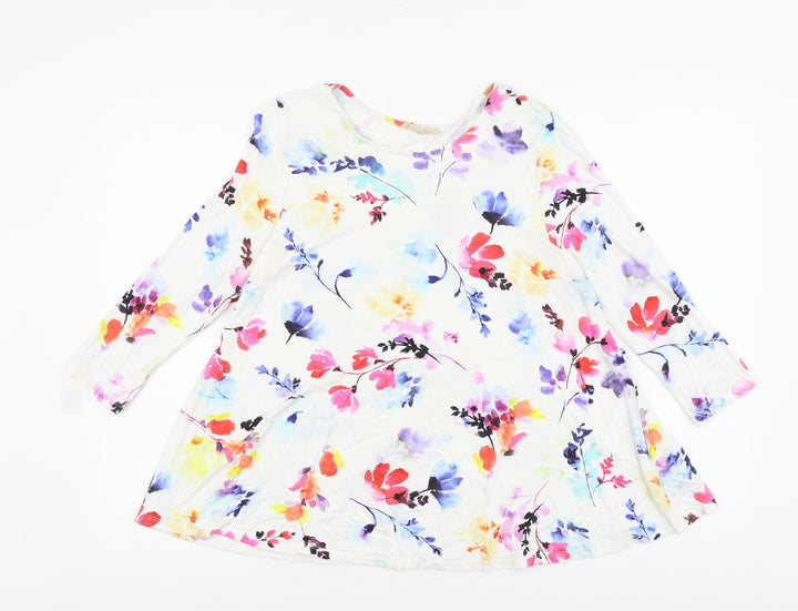 Phase Eight Womens White Floral Viscose Basic Blouse Size 10 Round Neck
