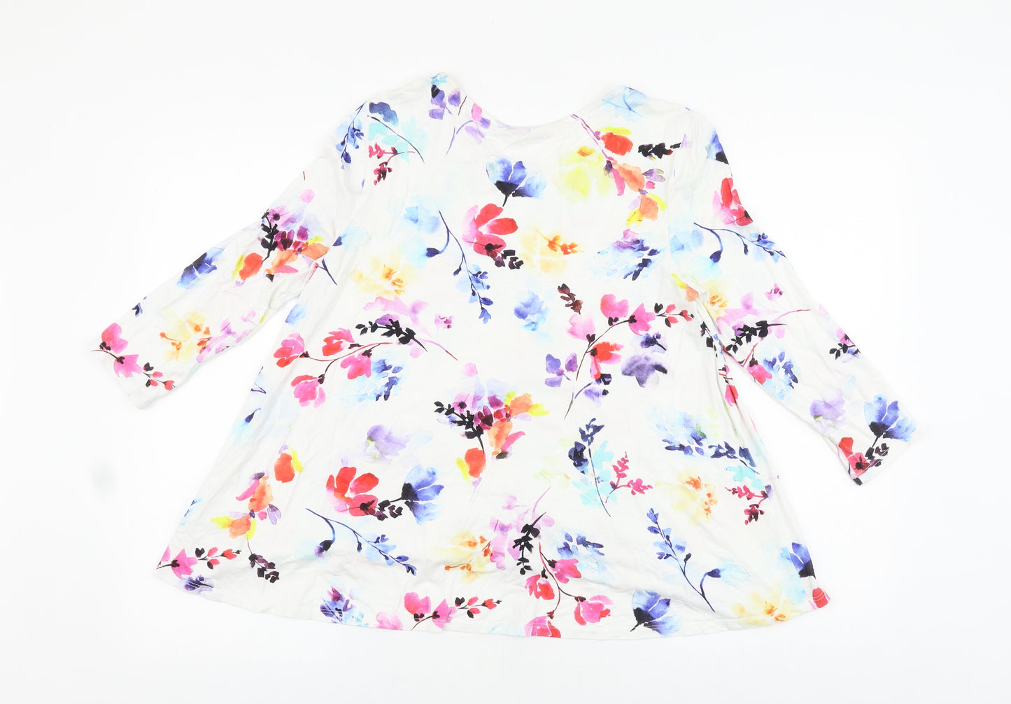 Phase Eight Womens White Floral Viscose Basic Blouse Size 10 Round Neck