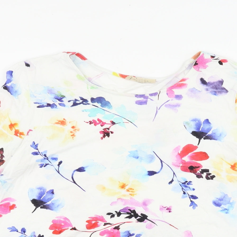 Phase Eight Womens White Floral Viscose Basic Blouse Size 10 Round Neck