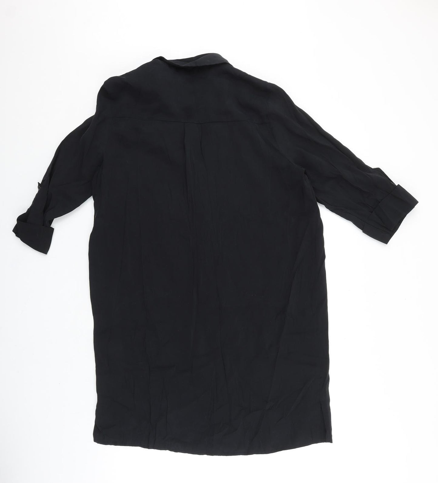 Primark Womens Black Polyester Basic Button-Up Size 14 Collared