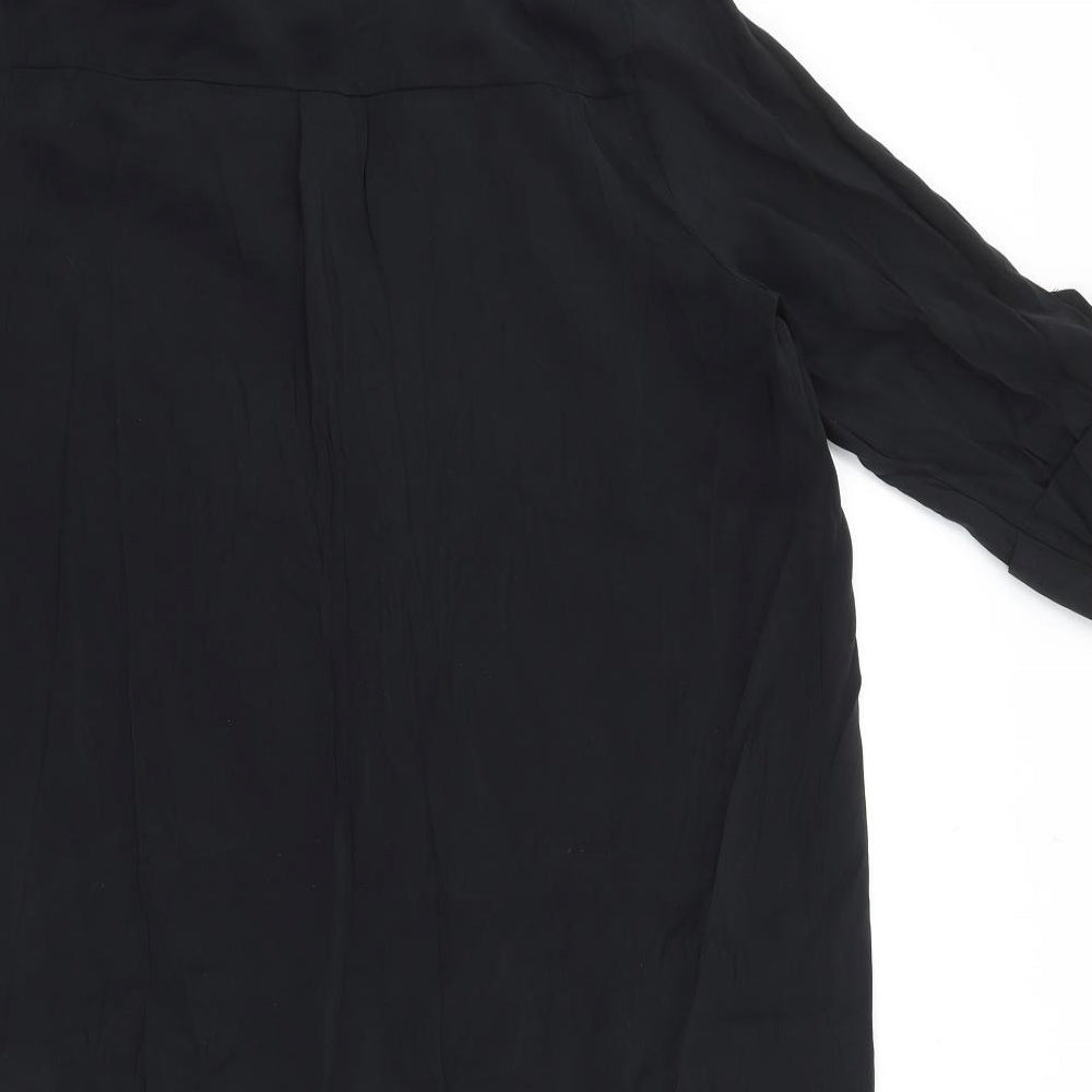 Primark Womens Black Polyester Basic Button-Up Size 14 Collared