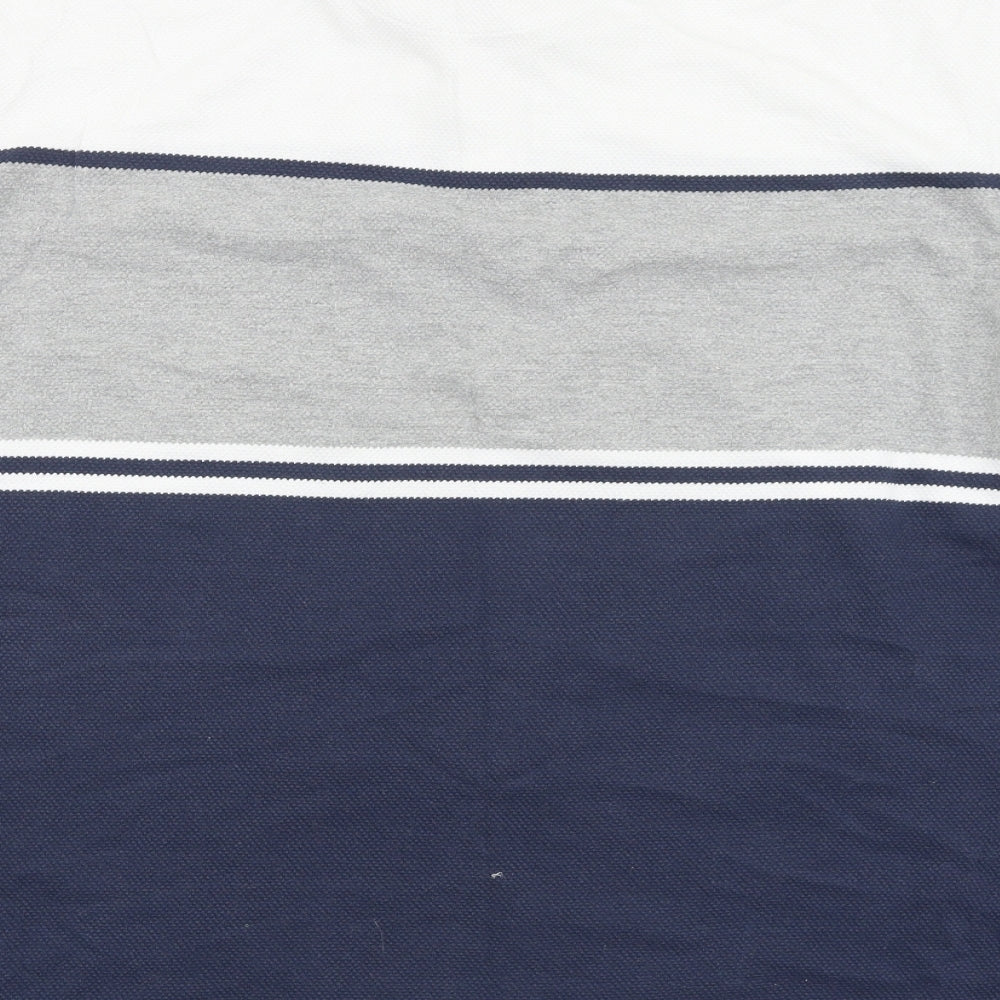 TU Mens Blue Colourblock Cotton Button-Up Size 2XL Collared Button