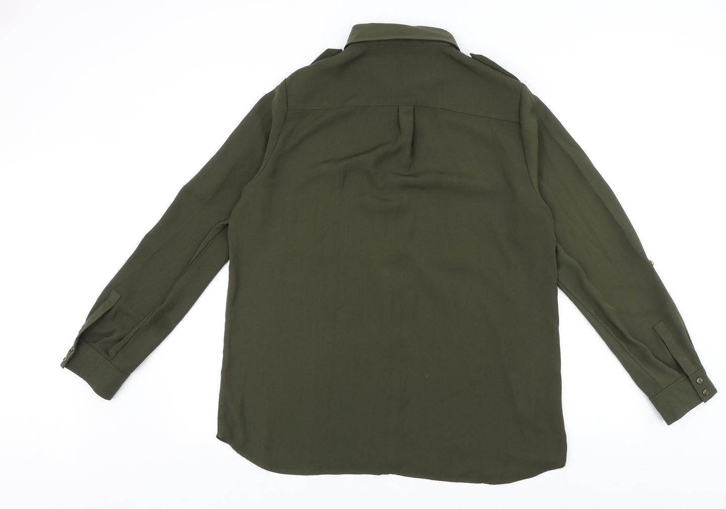 NEXT Womens Green Polyester Basic Button-Up Size 16 Collared