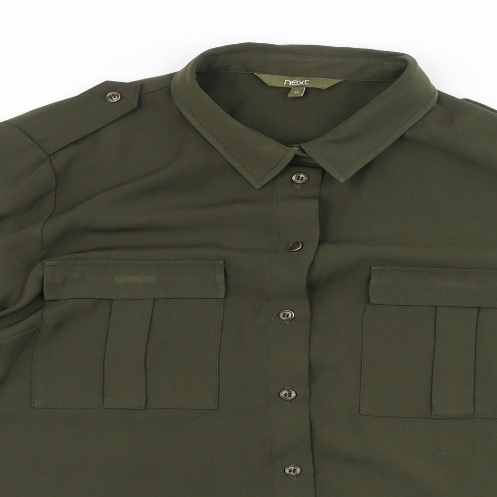 NEXT Womens Green Polyester Basic Button-Up Size 16 Collared