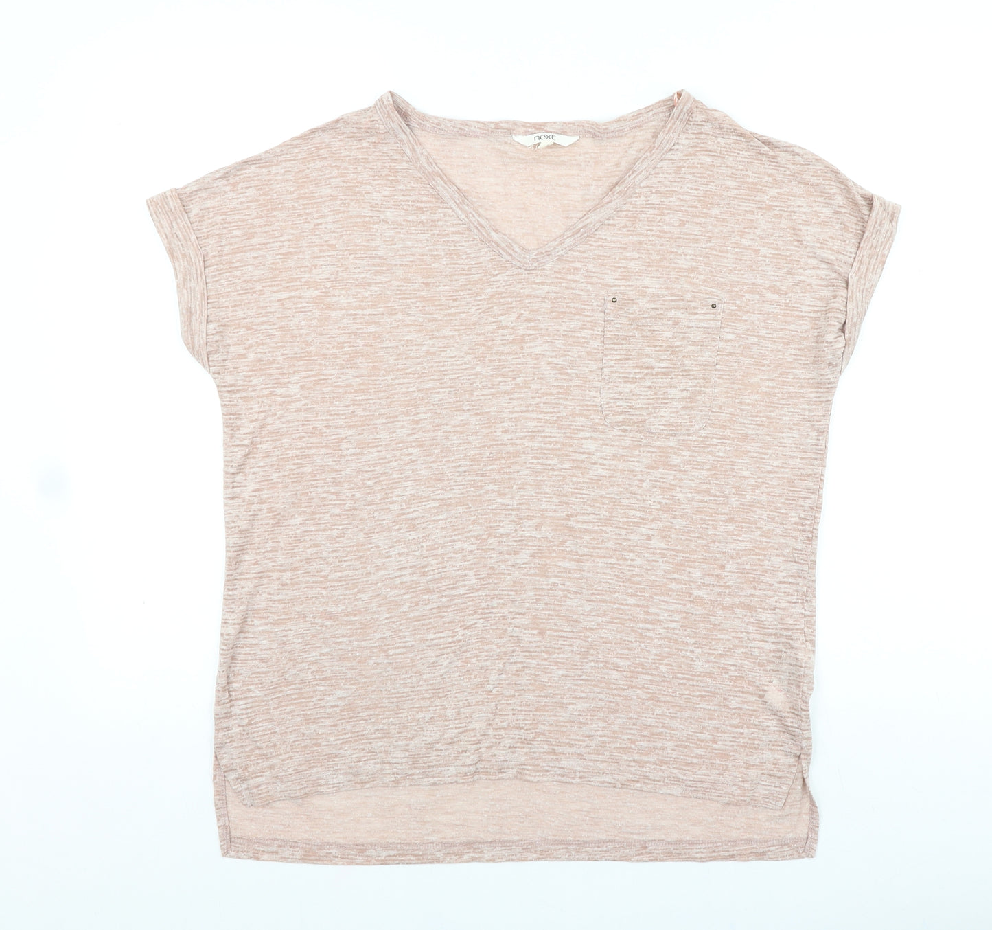 NEXT Womens Pink Viscose Basic T-Shirt Size 12 V-Neck