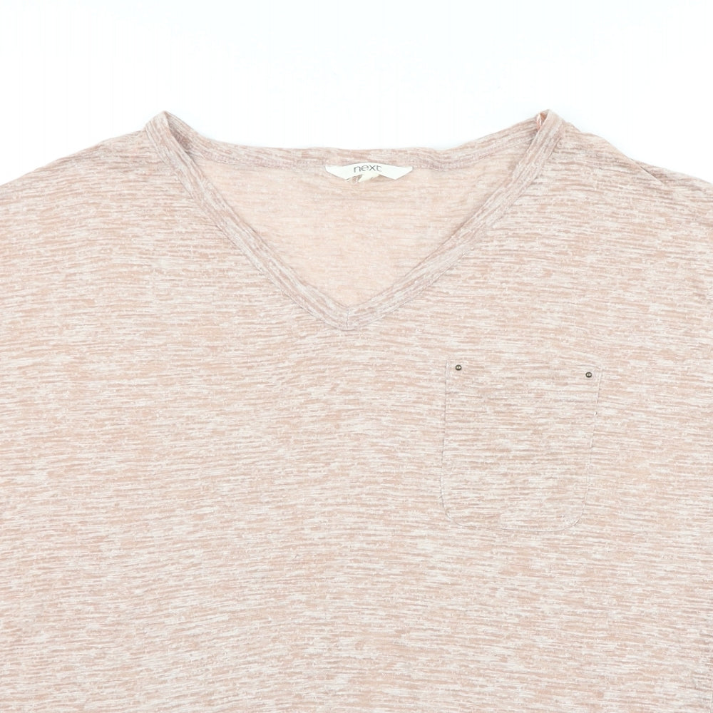 NEXT Womens Pink Viscose Basic T-Shirt Size 12 V-Neck