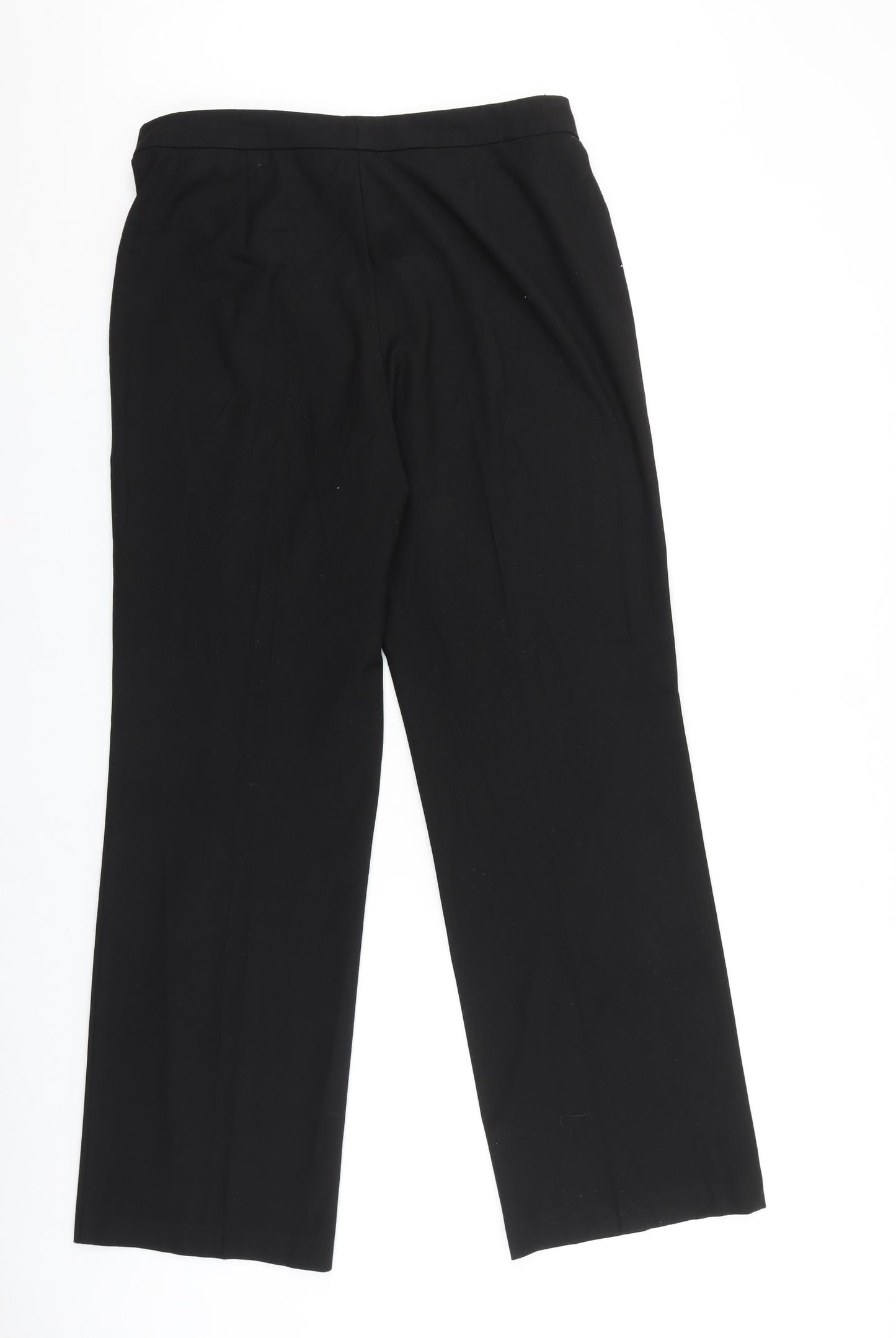 Marks and Spencer Womens Black Viscose Trousers Size 12 L30 in Regular Zip