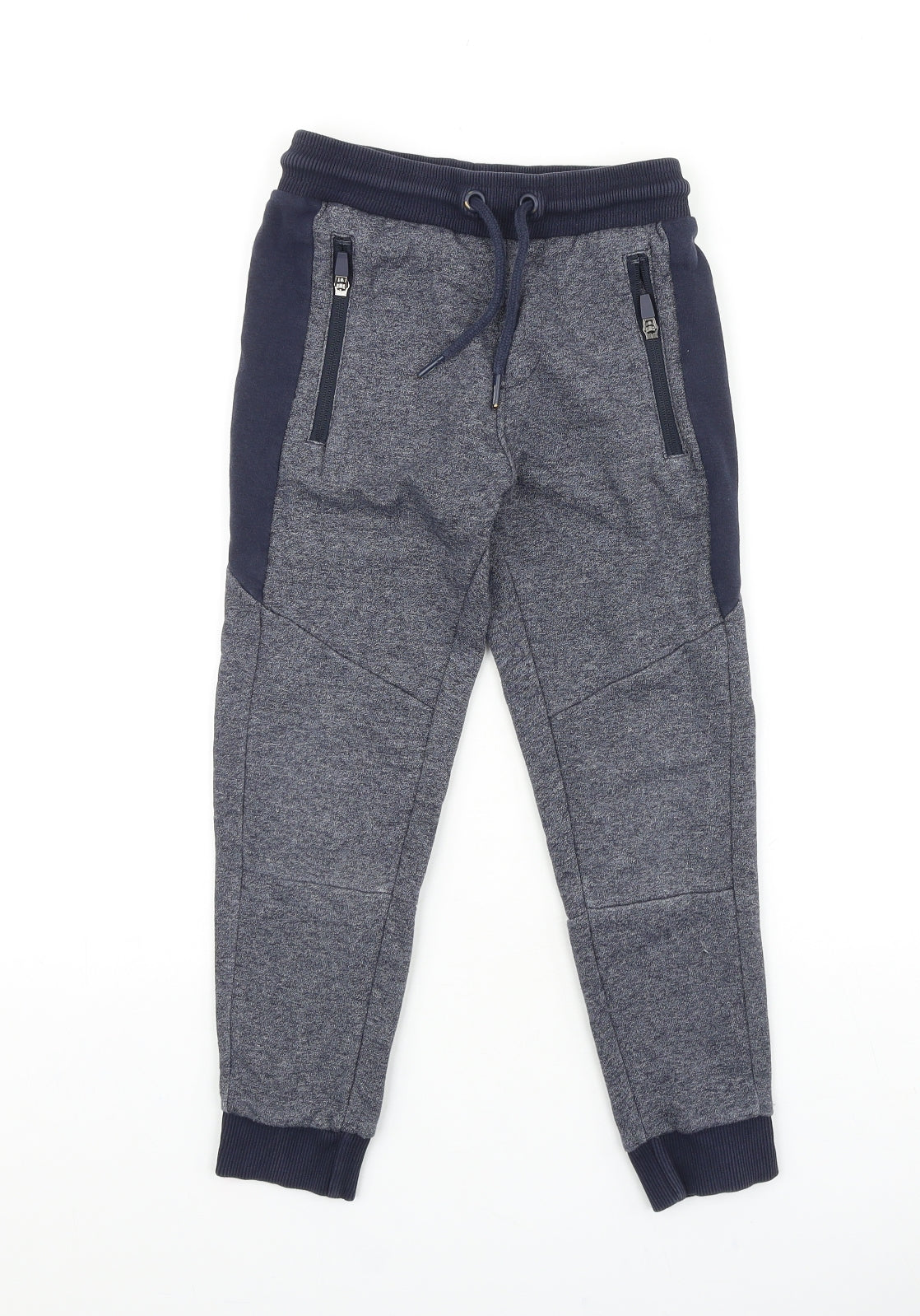 F&F Boys Blue Cotton Sweatpants Trousers Size 7-8 Years Regular Tie