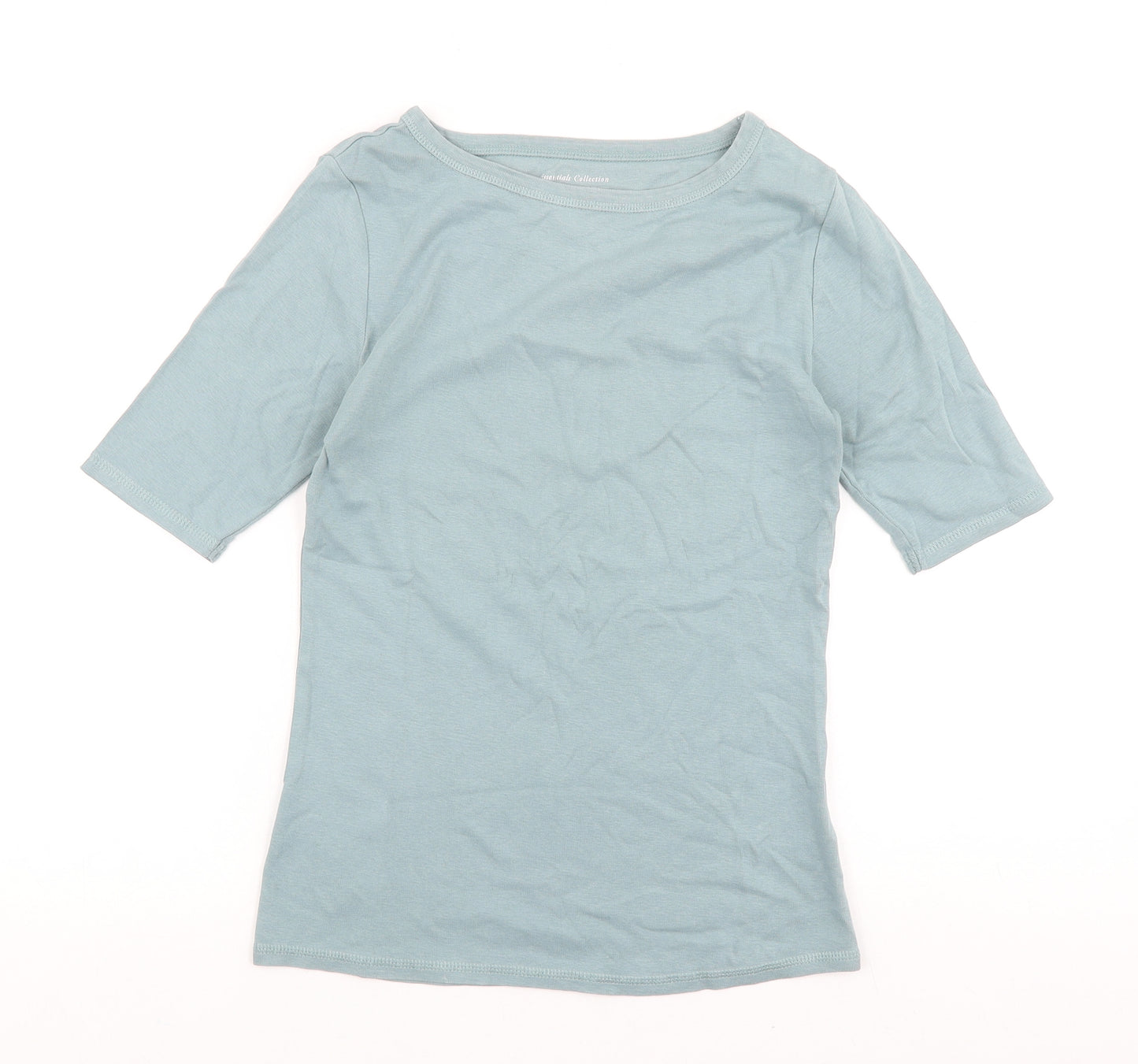 Marks and Spencer Womens Blue 100% Cotton Basic T-Shirt Size 10 Round Neck