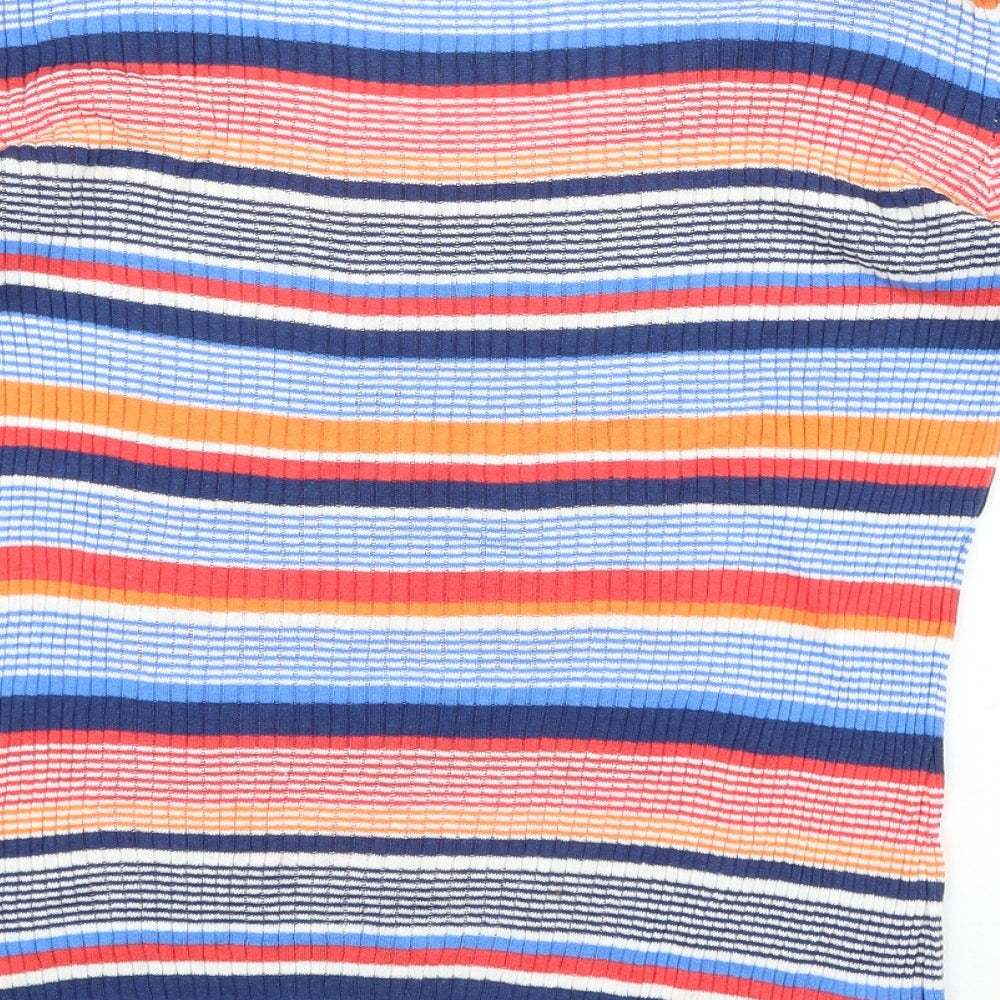 Seasalt Womens Multicoloured Striped Cotton Basic T-Shirt Size 10 Round Neck