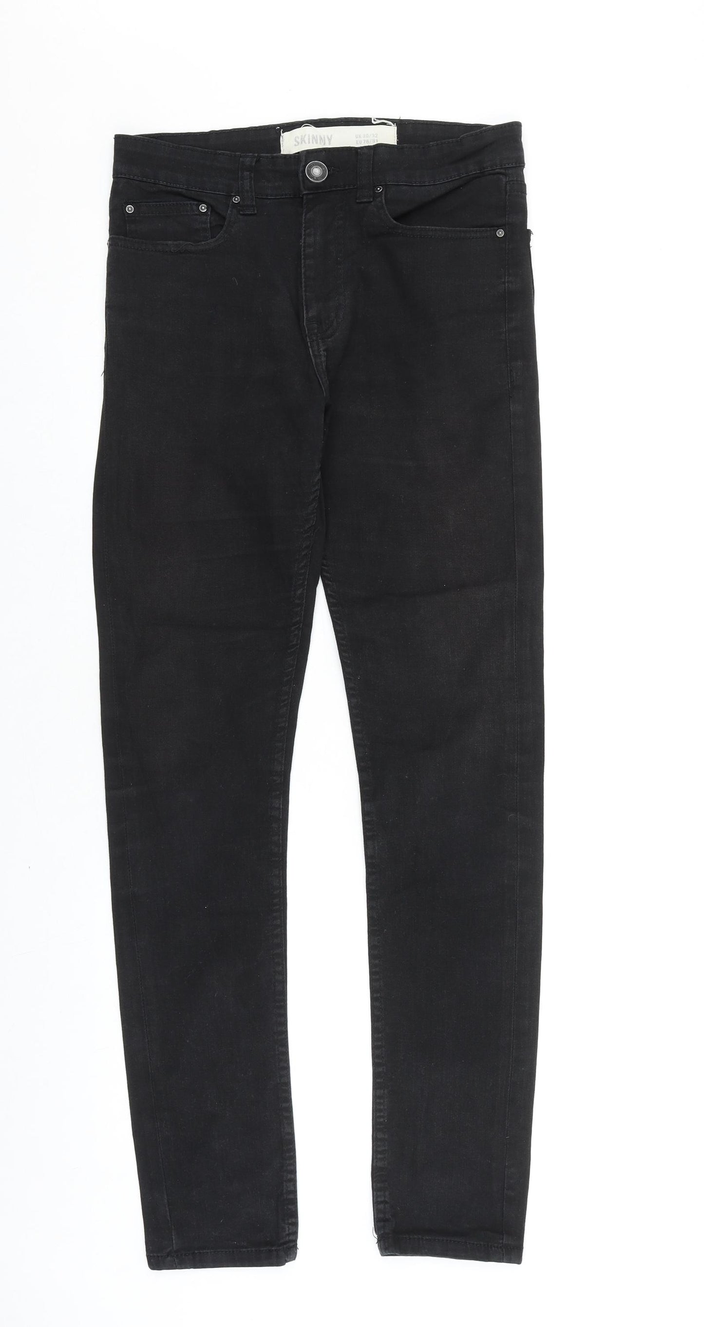 New Look Mens Black Cotton Skinny Jeans Size 30 in L32 in Slim Zip