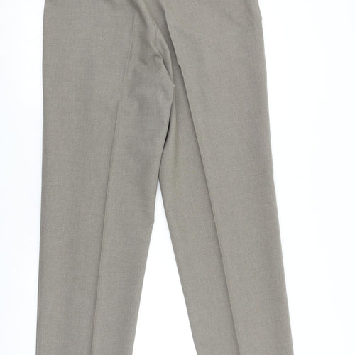 Marks and Spencer Mens Brown Polyester Dress Pants Trousers Size 34 in L33 in Regular Zip