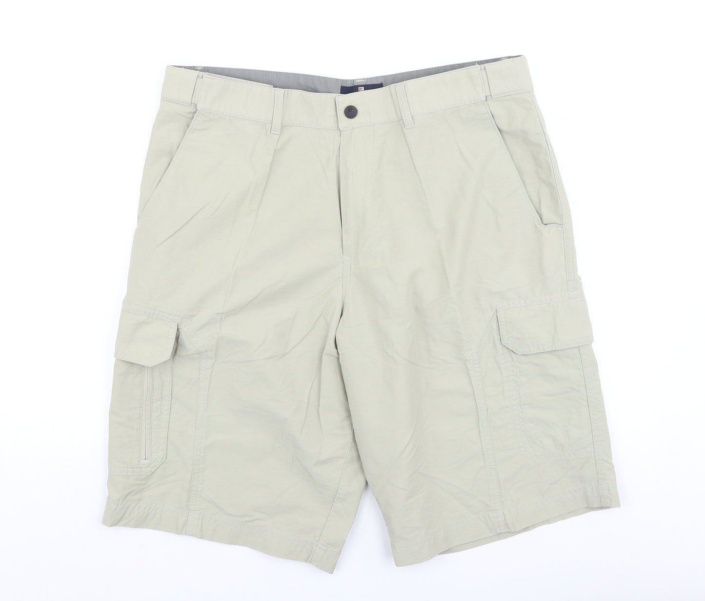 Debenhams Mens Beige Cotton Cargo Shorts Size 34 in L11 in Regular Zip