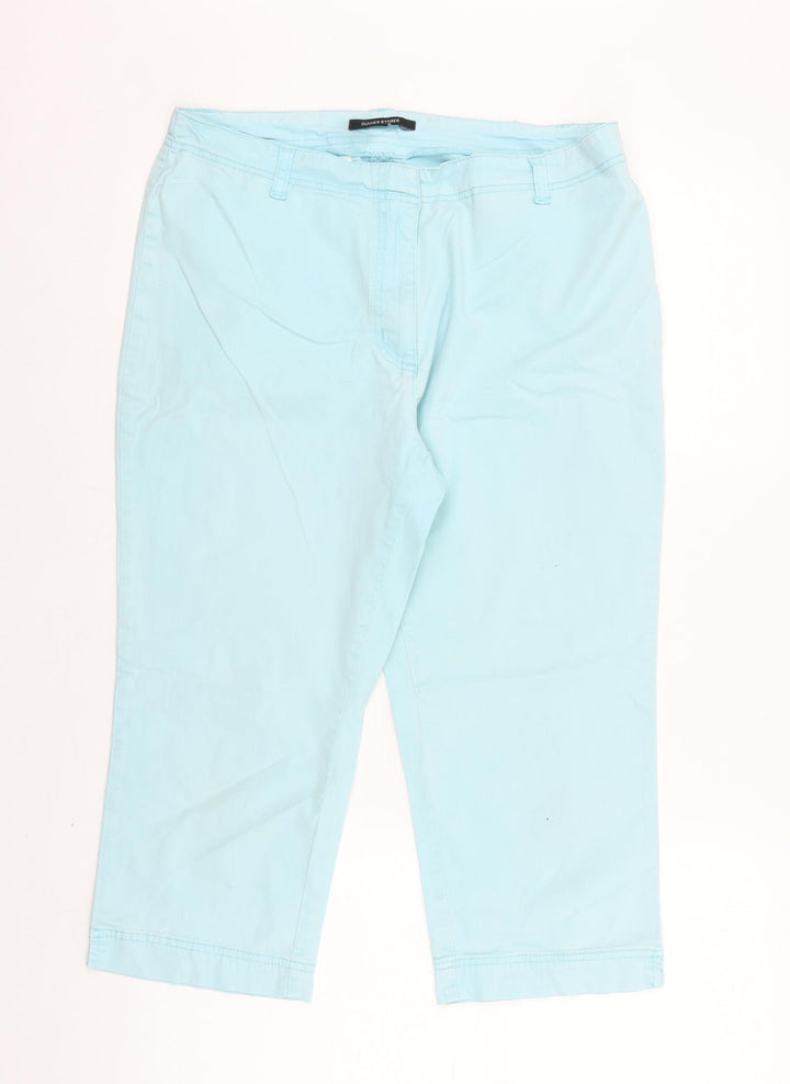 Dunnes Stores Womens Blue Cotton Chino Trousers Size 14 L20 in Regular Zip