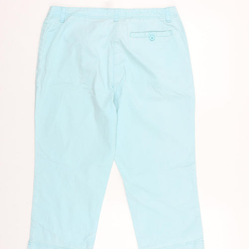 Dunnes Stores Womens Blue Cotton Chino Trousers Size 14 L20 in Regular Zip