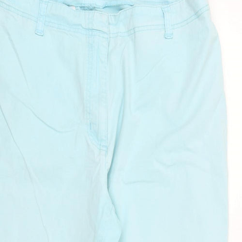 Dunnes Stores Womens Blue Cotton Chino Trousers Size 14 L20 in Regular Zip