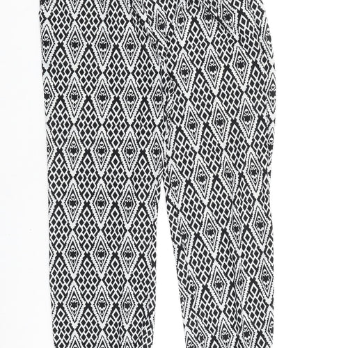 Preworn Womens Black Geometric Polyester Trousers Size 28 in L28 in Regular Tie