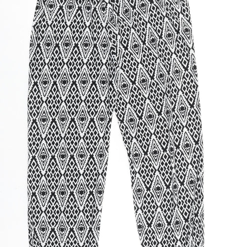 Preworn Womens Black Geometric Polyester Trousers Size 28 in L28 in Regular Tie