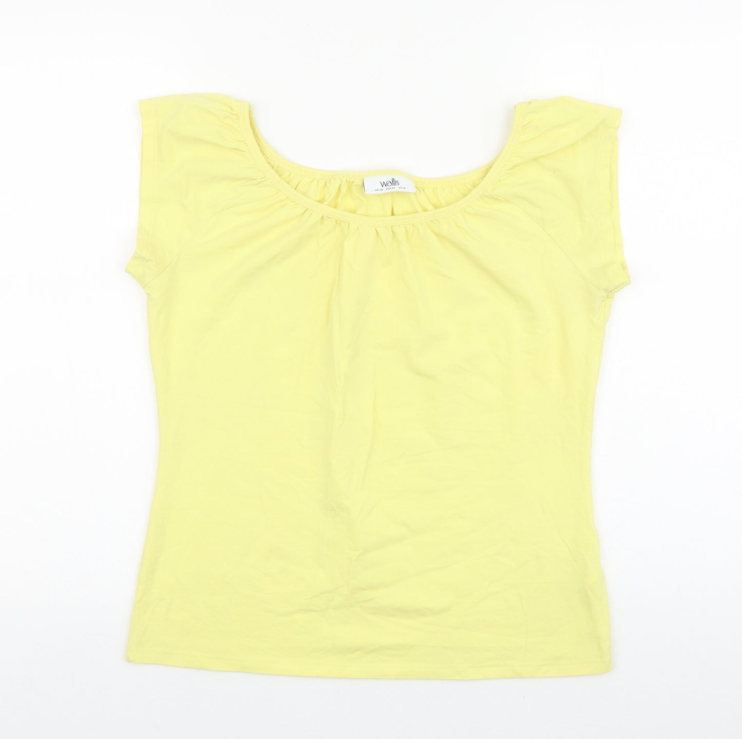 Wallis Womens Yellow 100% Cotton Basic T-Shirt Size 14 Round Neck