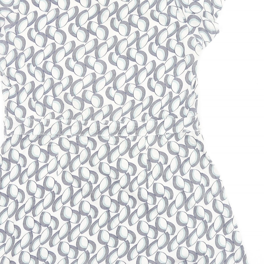 Mudd & Water Womens White Geometric 100% Cotton Fit & Flare Size 14 Round Neck Pullover