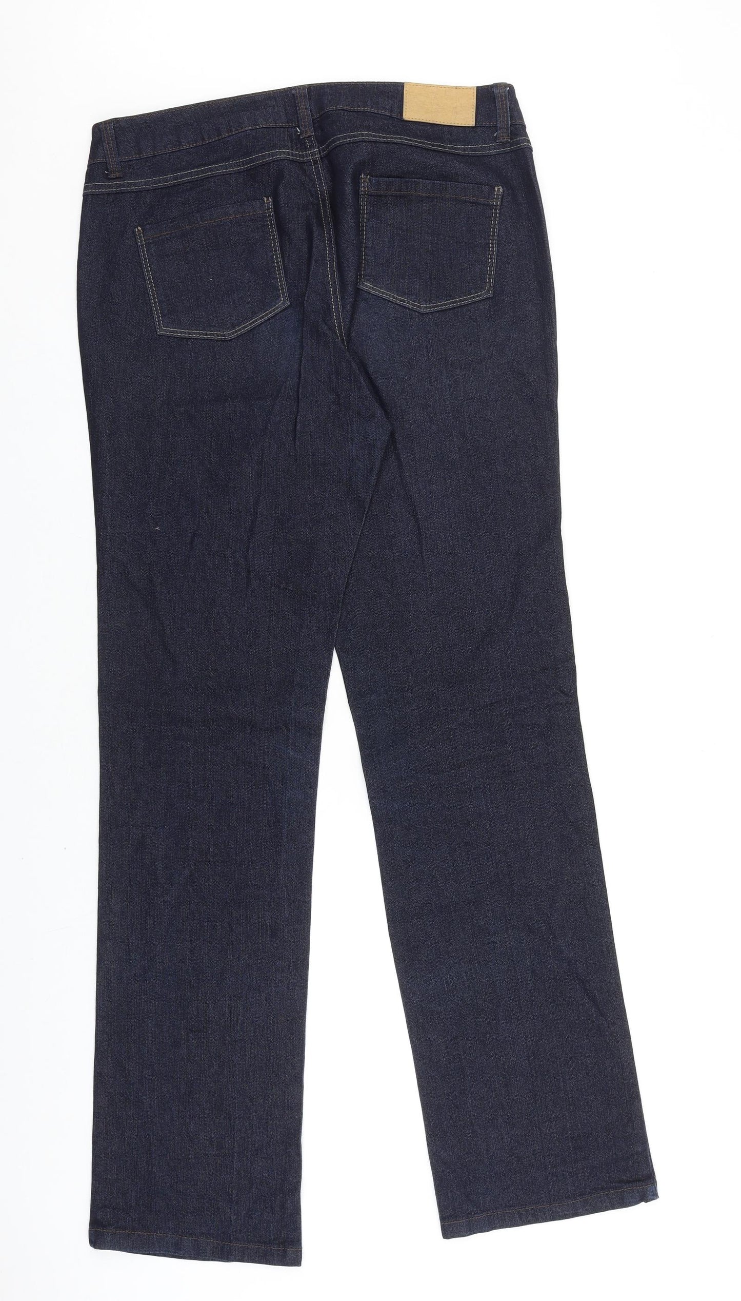 Dorothy Perkins Womens Blue Cotton Straight Jeans Size 14 L34 in Regular Zip