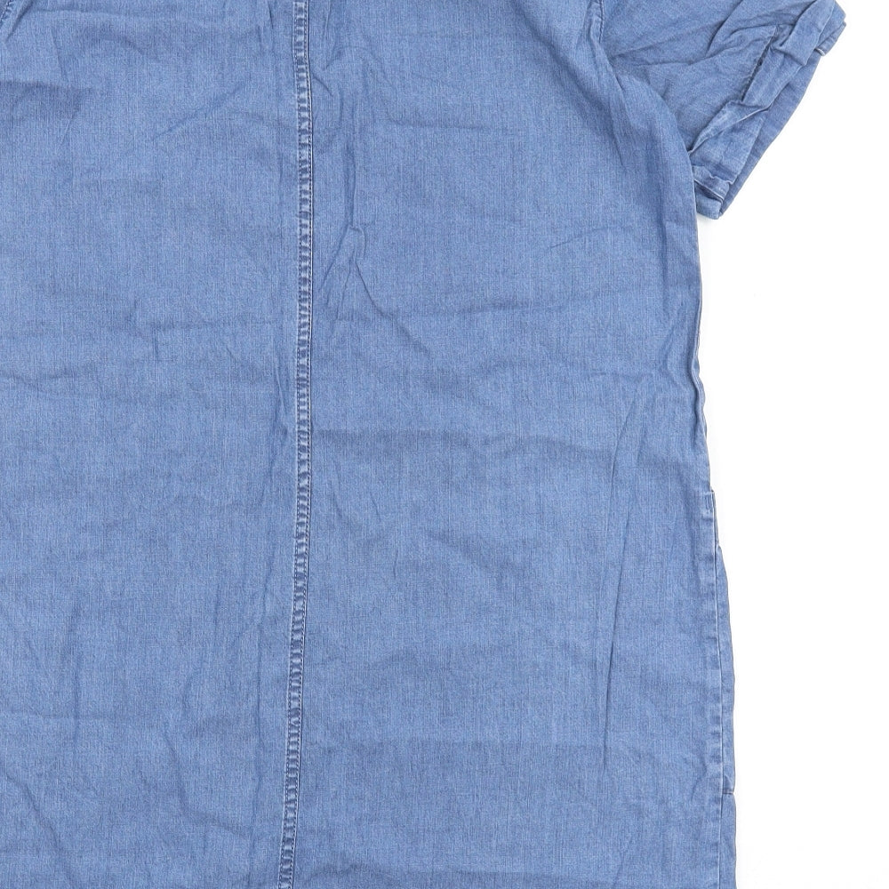 F&F Womens Blue Cotton Sheath Size 12 Round Neck Zip