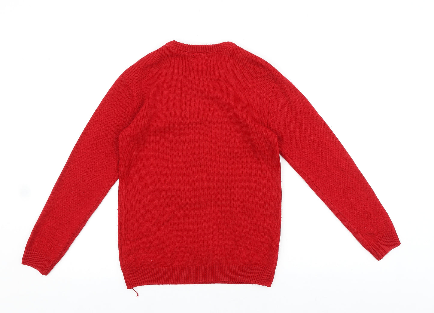 NEXT Boys Red Round Neck Geometric Acrylic Pullover Jumper Size 10-11 Years Pullover - Christmas Jumper