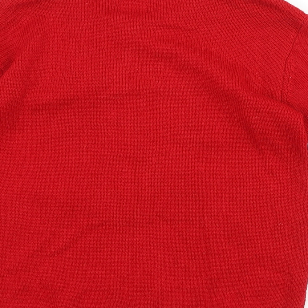 NEXT Boys Red Round Neck Geometric Acrylic Pullover Jumper Size 10-11 Years Pullover - Christmas Jumper